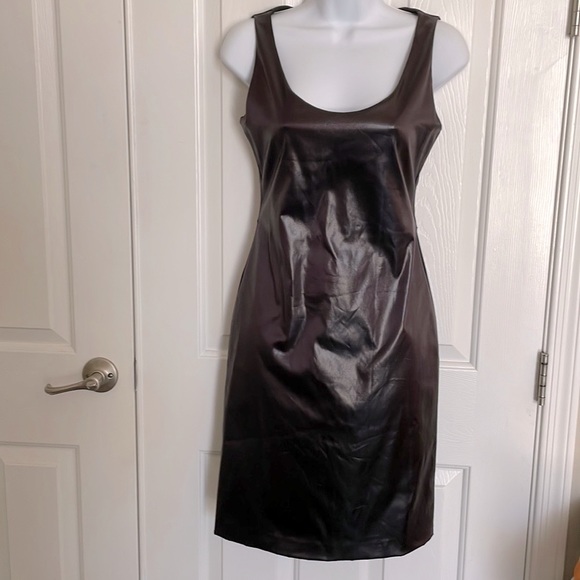 Theory | Dresses | Theory Faux Leather Sheath Dress Mink Brown | Poshmark